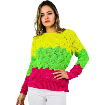 Woman Pullovers Knitted Sweaters Colorful Fashion Female Ladies Striped Sweater Long Sleeve Crew O Neck 2021 Autumn Winter