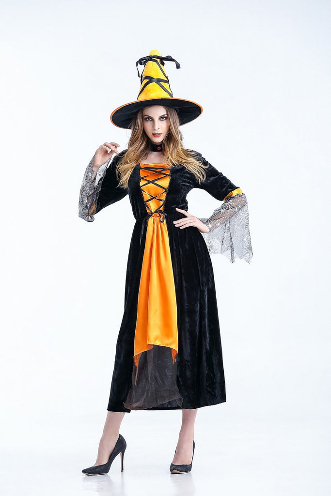 Halloween Costumes Witch Costume Women Adult Adulto Fantasia Dress Hat Deluxe Cosplay Clothing for Woman Magic Moment