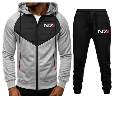 New Mass Effect N7 Logo Print Custom Made Brand Man Zipper Jacket Hoodie+Pants Drawstring Sportswear Men Suit Leisure Simplicity