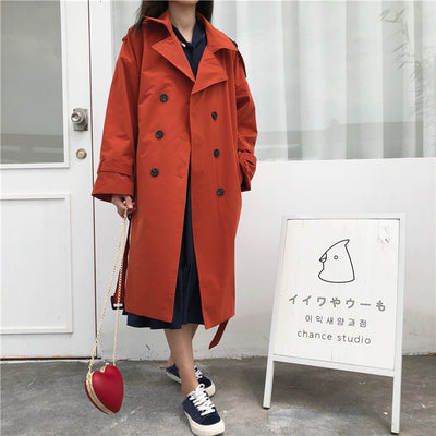 Women Trench Coat Spring Autumn Casual Double Breasted Ladies Long Coat Sashes Chic Cloak Female Windbreaker