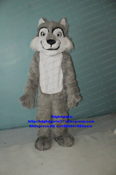Long Fur Timber Grey Wolf Husky Dog Mascot Costume Adult Cartoon Character Suit Advertising Campaign Vivid High-class zx2568