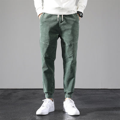 Jeans men&#39;s Elasticity black soft personality Corduroy pants men&#39;s loose Little feet Korean version trend spring and autumn new
