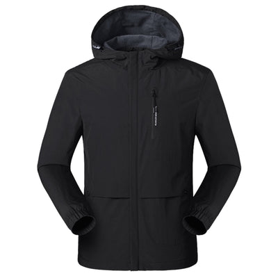 Men's Outdoor Solid Hooded Long Sleeve Zipper Pocket Windbreaker Waterproof Coat Father And Son Matching Jackets