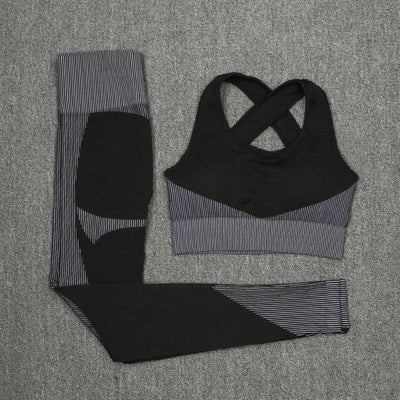 SVOKOR Gym Set Women Seamless Sports Clothing Long Sleeve Sportswear Yoga Bra High Waist Running Fitness Pants Workout Yoga Set