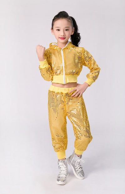 Children&#39;s Hip Hop Dance Wear Outfits Girls Jazz Modern Dancing Costumes Clothing Suits Kids Stage Costumes Hoodies Tops+Pants