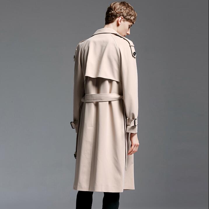 Loose trench coat men plus size 2021 ultra long double breasted coat mens fashion mens overcoats long fashion beige black 6XL