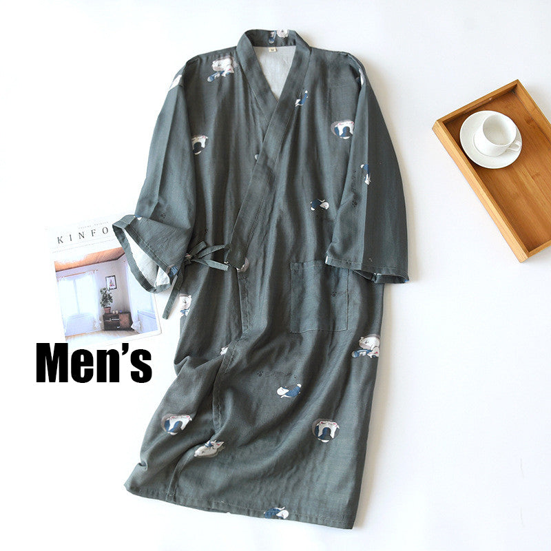 New Cartoon Women Pajamas Robe Kimono Spa Dress Japanese Summer  Cotton Gauze Pajamas Nightgown Ladies Homewear Pajamas