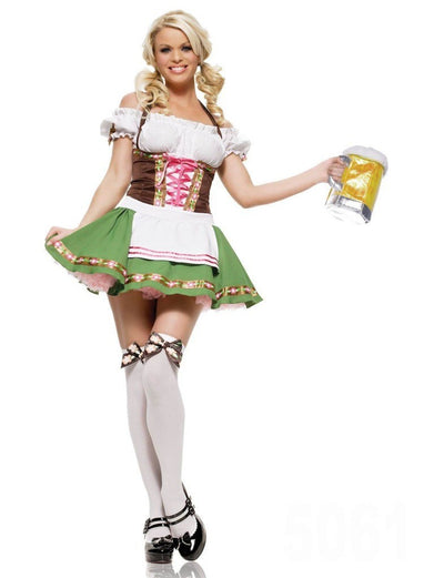 Newest Women Men German Fashion Oktoberfest Costume French Maid Wrapped Chest Beer Girl Costume Halloween Costume M-XL Size