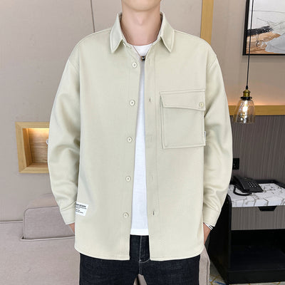 2022 New Fall Twill Lapel Shirt Brand Casual Long Sleeve Personality Pocket Coat Loose Cargo Top