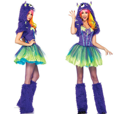 Halloween Cosplay Costume Animal Cosplay Set Women Sexy Green Monster Cosplay Cosutmes Party Fairy Carnaval Deguisement 3PCS Set
