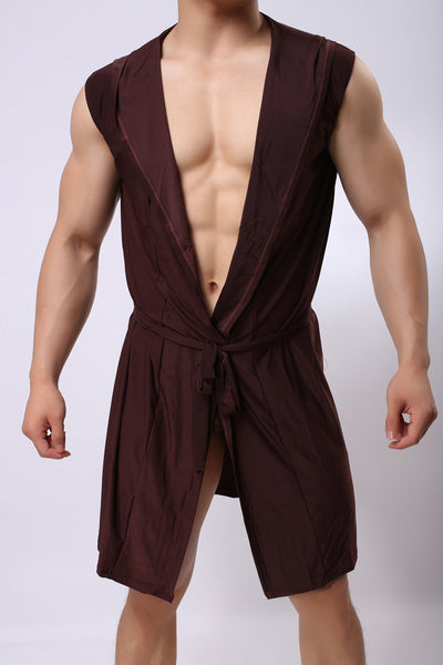 A Set Man Pajama Ice Silk Belt Drawstring Pants Mens Loose Comfortable Home-wear Man Casual Clothing Pajama Casual Men Bodysuits