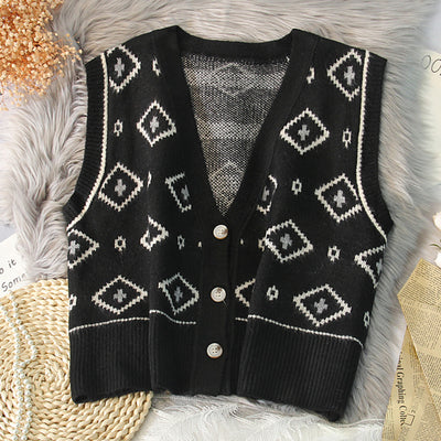 V-neck Solid Tank Fashion Female Sleeveless Casual Tops Knitted Vests Women Top 2021 Autumn Knit Woman Shirt Gilet Femme