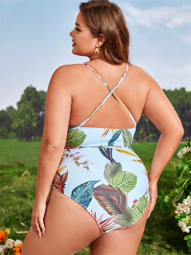 (0XL-4XL) Large Size Printing Sexy One-piece Bikini Women&#39;s Swimsuit Europe And The United States Fat Ladies Beach Swimwear