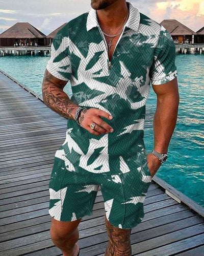 Men Set Streetwear 3d Digital Printing Short Sleeve Polo Shirt + Shorts Suit Summer Fashion Harajuku Sportswear Men‘s Clothing