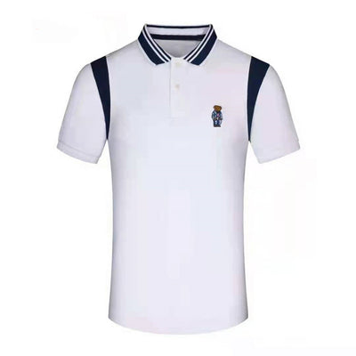 Men's Short-sleeved Embroidered Polo Shirt, Men's Summer 2022 Striped Horse Stitching Top