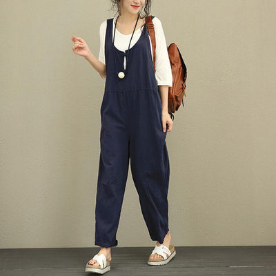 7 Colors Cotton Linen Rompers Spring Autumn Women Jumpsuits Vintage Sleeveless Backless Overalls Strapless Playsuits