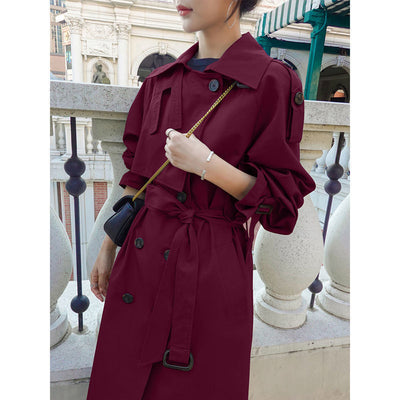 Trench Coat Women's Fashion Autumn and Winter Mid Length Student Korean Loose 2021 Women's New Coat Jackets Women Clothes