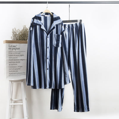 New Winter Men's Pajamas Set Thicken Warm Flannel Sleepwear For Man Striped Printed Plus Size 5XL 6XL Male Homewear Pyjamas