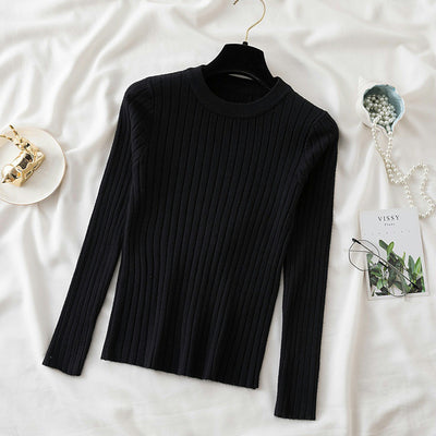 Autumn Winter Clothes Women Pullover O-Neck Sweater Long Sleeve Tops Korean Fashion Slim Soft Knitted Sweaters Ladies Pull Femme