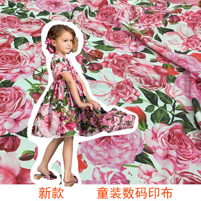 2021 spring and summer new imitation cotton children's clothing digital printing fashion fabric skirt shirt fabric wholesale