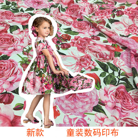 2021 spring and summer new imitation cotton children's clothing digital printing fashion fabric skirt shirt fabric wholesale