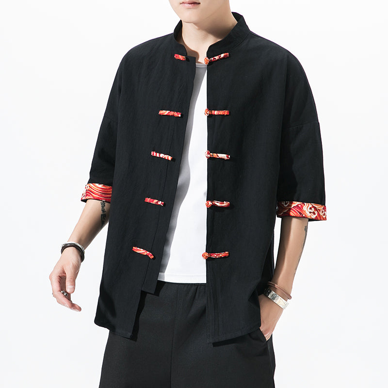 Chinese Style Short Sleeve Autumn Vintage Shirt Men Fashions Hip Hop Streetwear Men Shirt Short Sleeve Blouse Men Shirts 5XL