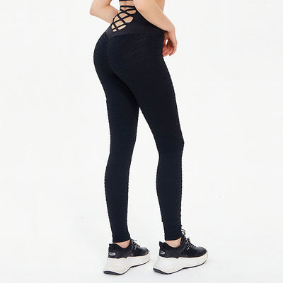 European and American High Waist Butt Lift Tights Women's Jacquard Sports Elastic Yoga Pants Running Breathable Fitness Pants