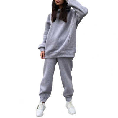 2pcs Solid Color Pant Suits Women Outfits Autumn Winter Hooded Sweatshirt Pants Two-piece Set Women Tracksuit комплекты одежды