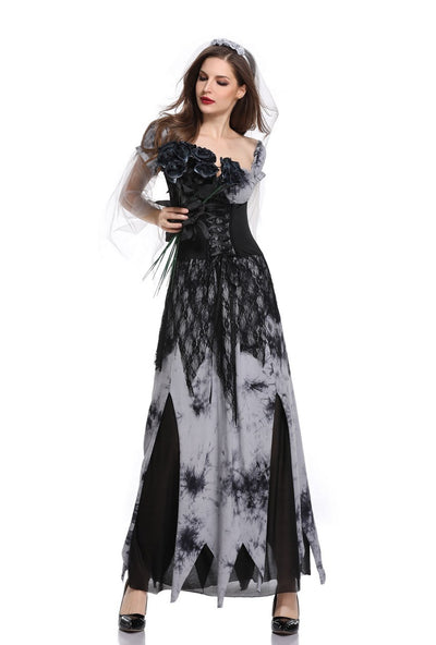 Funny Halloween Costumes Horror Skull Zombie Costume Black Vampire Ghost Bride for Women Halloween Party Cosplay Devil