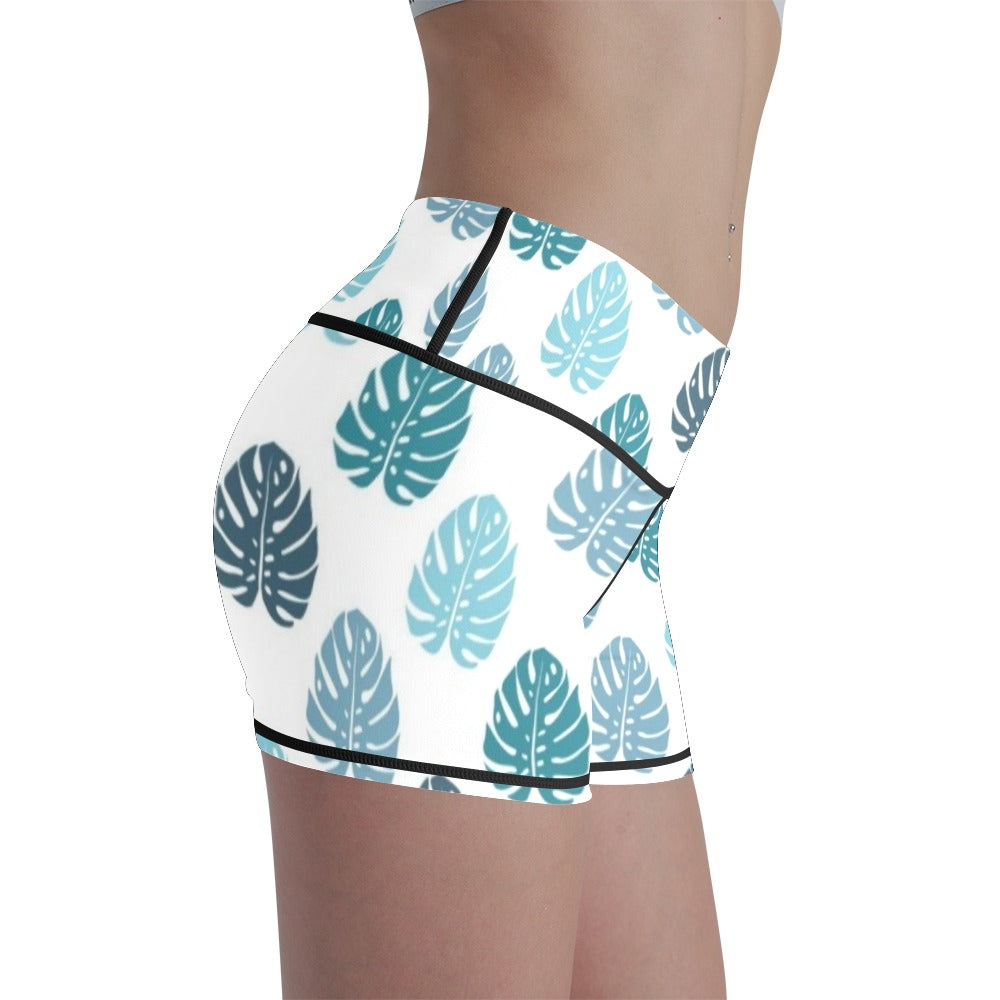 Fashion Color Leaf Pattern 3D Printing Stretch Summer Women&#39;s Yoga Shorts High Waist Seamless Tight Sports Fitness Pants Legging