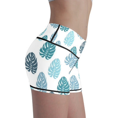 Fashion Color Leaf Pattern 3D Printing Stretch Summer Women's Yoga Shorts High Waist Seamless Tight Sports Fitness Pants Legging