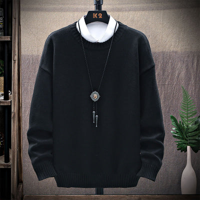 Mens Casual Streetwear Harajuku Sweater Vintage Retro Knitted Sweater 2021 Autumn Cotton Pullover man