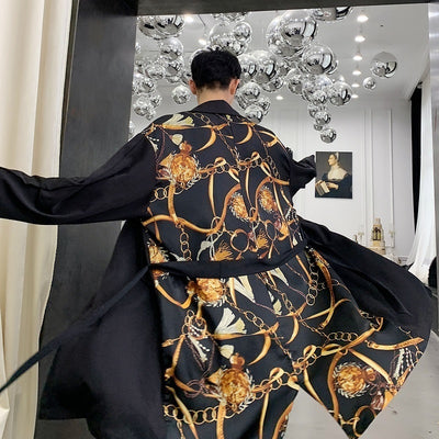 Fashion Casual Cardigan Jacket Windbreaker Outerwear Thin Long Trench Coat Men Streetwear Hip Hop Sunscreen Male Windbreaker Men