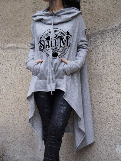 Women Local Witches Union Salem Irregular Asymmetrical Halloween Sweatshirt