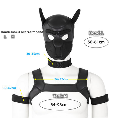 Fetish Gay Body Bondage Harness Clothes Kit with XL Code Hood Mask for Men Chest Harness Belts Sexy Clubwear Rave Party Costumes