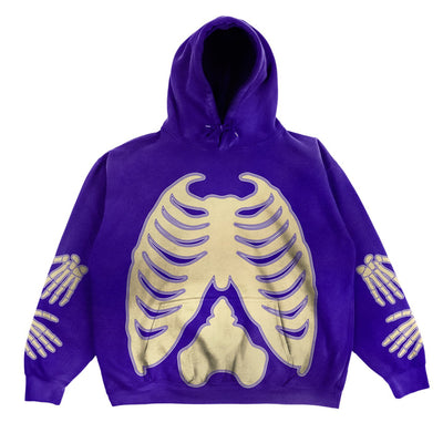 Combhasaki Women Fashion Halloween Hoodies Skeleton Print Drawstring Hooded Long Sleeve Sweatshirts Spring Autumn Casual Tops