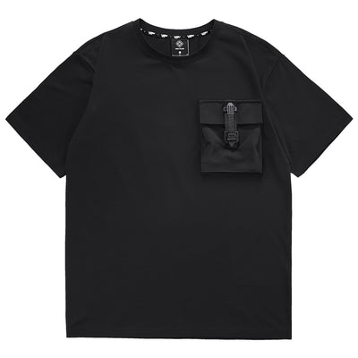 Black Cargo Tshirt Men Summer T Shirt Harajuku Techwear Short Sleeve Tops Tees Male T-shirt Pocket Design Tactical Function
