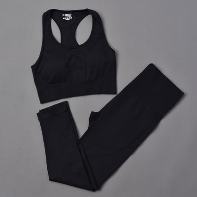 ABS LOLI Seamless Yoga Set Workout Clothes For Women Gym Wear Racerback Sports Bra Push Up Leggings Fitness 2 Piece Outfits