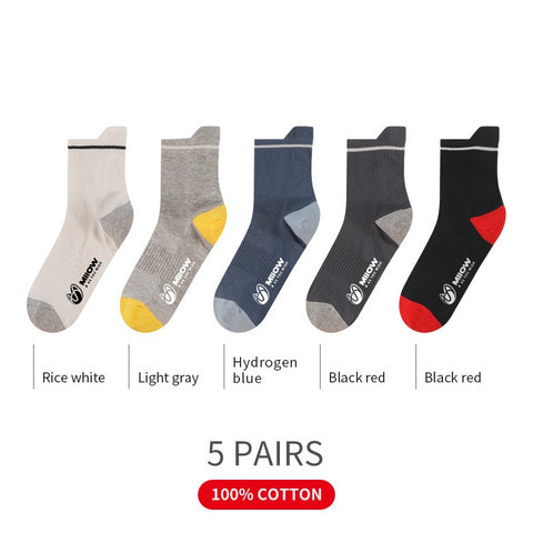 5 Pairs/Lot Miiow 99% Cotton Men Socks Casual Dress Socks Contrasting Color Design Warm Long Male Colorful Socks For Man Gift