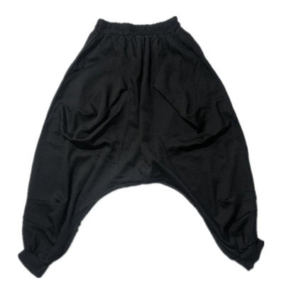 Men's Harun Pants Spring And Autumn New Solid Color Elastic Waist Personality Big Pocket Design Seven Points Loose Casual Pants