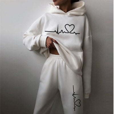 2022 Winter Two Piece Sets Women Tracksuit Oversized Suit Autumn Trouser Suits Female Sweatshirt Print Sports Hoodie Sportswea