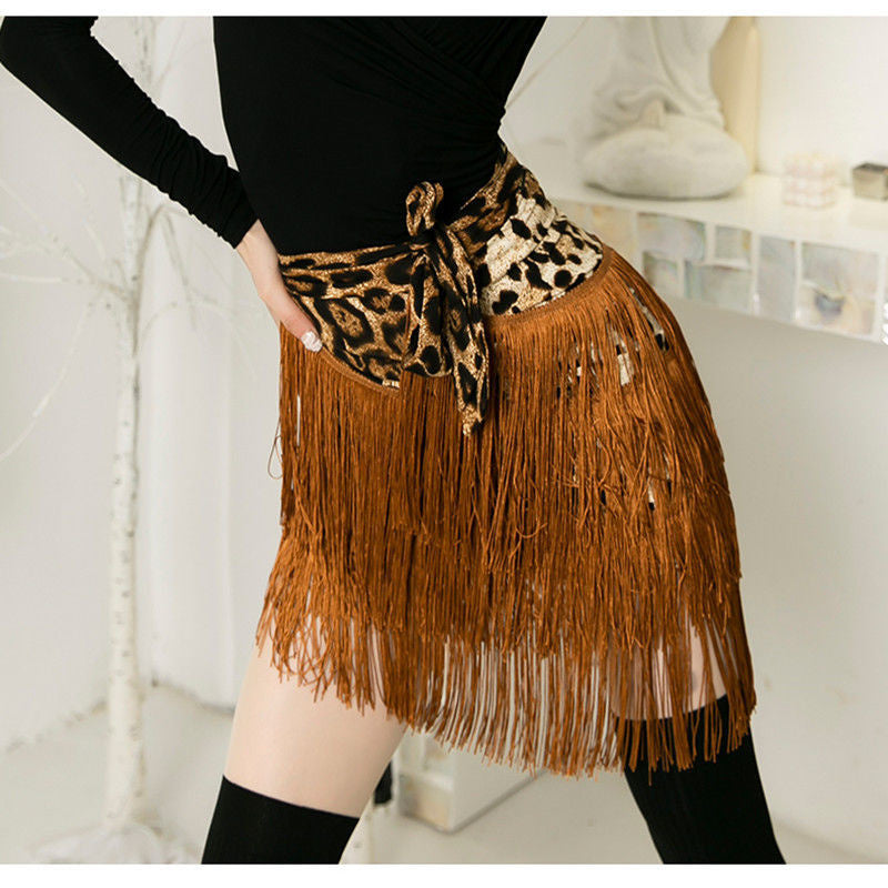 Latin Dance Skirt New Adult Hip Scarf Half Skirt National Standard Dance Tassel Skirt Hip Scarf Skirt Fringe Tango Dress Rumba
