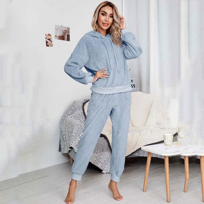 Women Lounge Wear Set Winter Loungewear Two Piece Set Autumn Warm Lounge Set Women Thicken Two Piece Outfits For Women