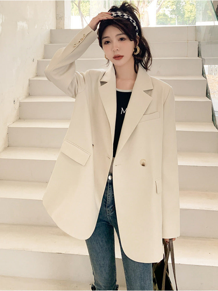 [EWQ] Long-sleeved Single-breasted Women&#39;s Suits Jacket 2022 Autumn Coat Fashion Office Khaki Blazer High Quality Women Clothing