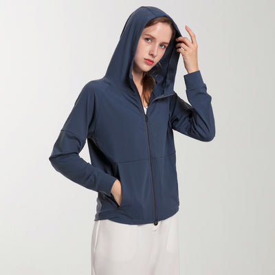 Casual Yoga Coat for Women Breathable Exercise Coats Long Sleeve Hooded Jackets Fitness Outerwear Ladies Running Shirts U562