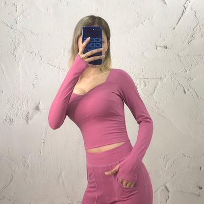 Autumn Winter New Yoga Clothes Women Sports Long-sleeved T-shirt with Chest Pad Quick Dry Running Fitness Slim Slimming Top