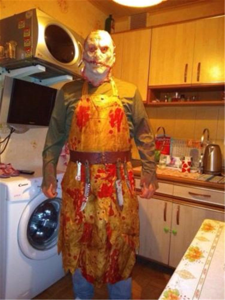 Drop Shipping Zombie Halloween Costumes For Adults Men Terror Bloody Butcher Costume Carnaval Man&#39;s Chef Clothes 85950ps