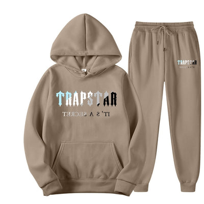 2022 New Brand TRAPSTAR Printed Sportswear Men 16 Colors Warm Two Pieces Set Loose Hoodie Sweatshirt + Pants Set Hoodie Jogging
