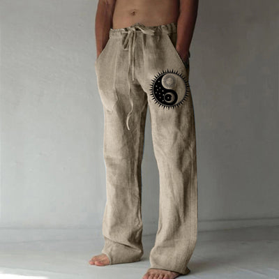 2023 Men&#39;s Cotton Linen Pants Summer Solid Color Breathable Linen Trousers Male Casual Elastic Waist Fitness Pants
