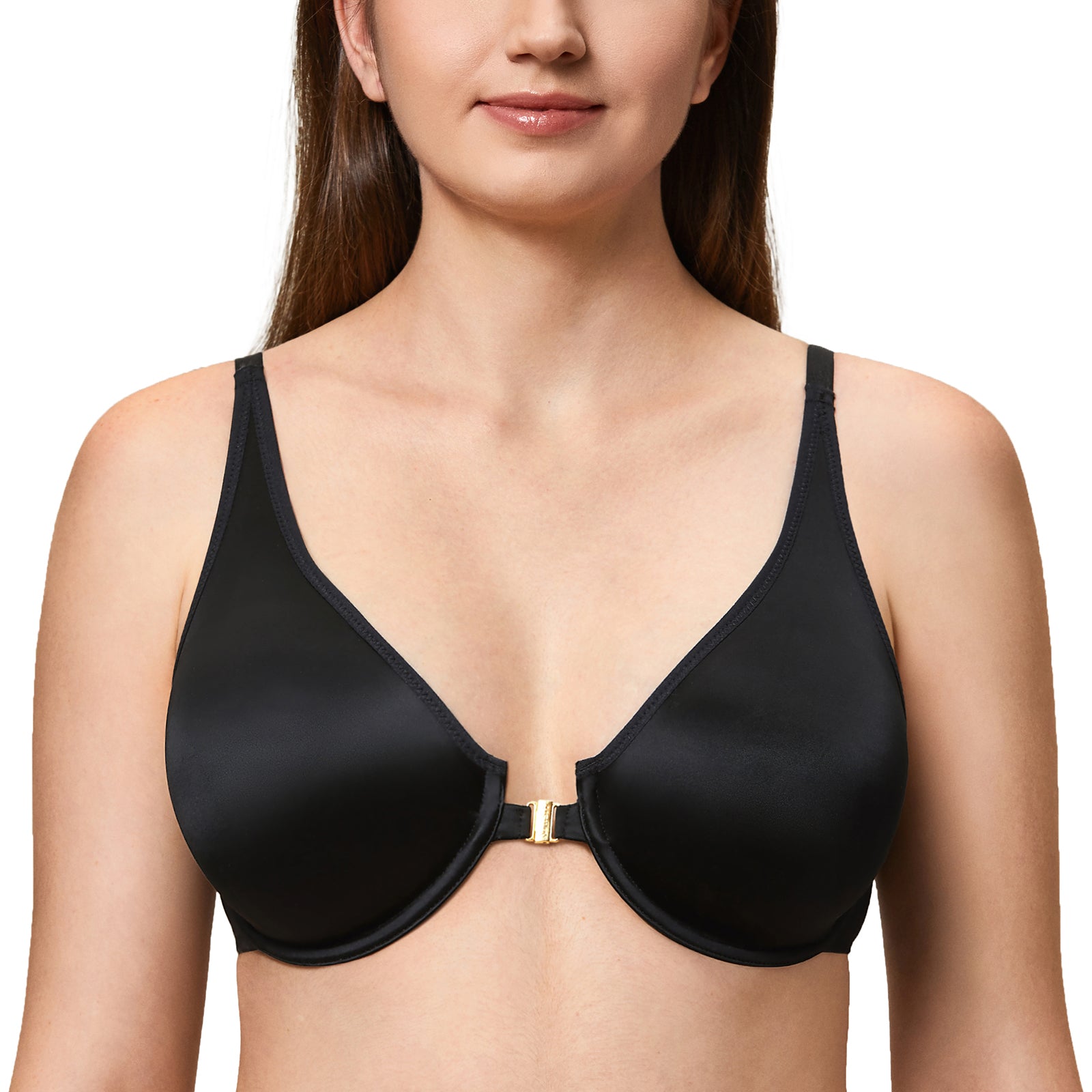 Women&#39;s Front Closure Bra Seamless Plunge Unlined Underwire Plus Size